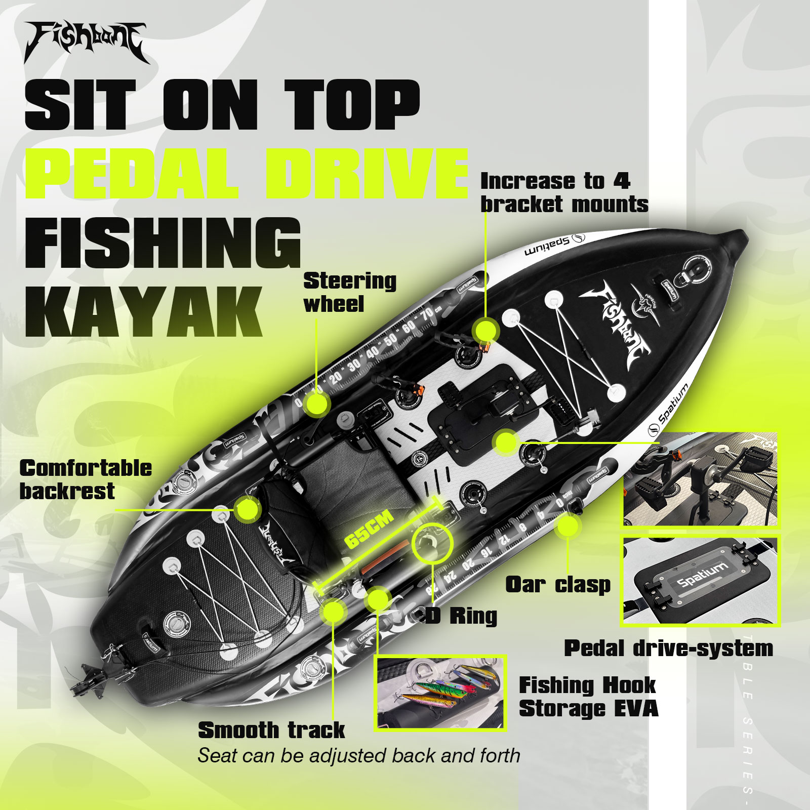 Spatium Pedal Kayak Inflatable - огляд і ціна Fishing Kayak Sit On Top